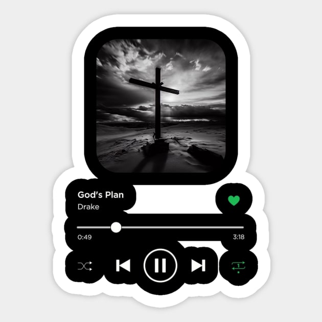 God's Plan, Drake, Music Playing On Loop, Alternative Album Cover Sticker by SongifyIt